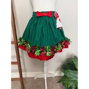 NWT- Candy Cane Holiday Christmas Green and Red Skirt with Bow Small